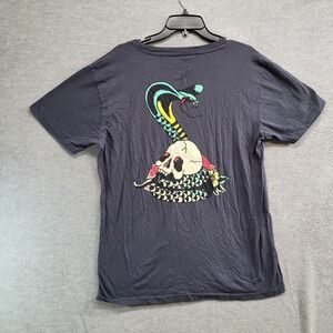 Ed Hardy Men Shirt Medium Gray Cobra Snake Skull Graphic Crew Neck Short Sleeve